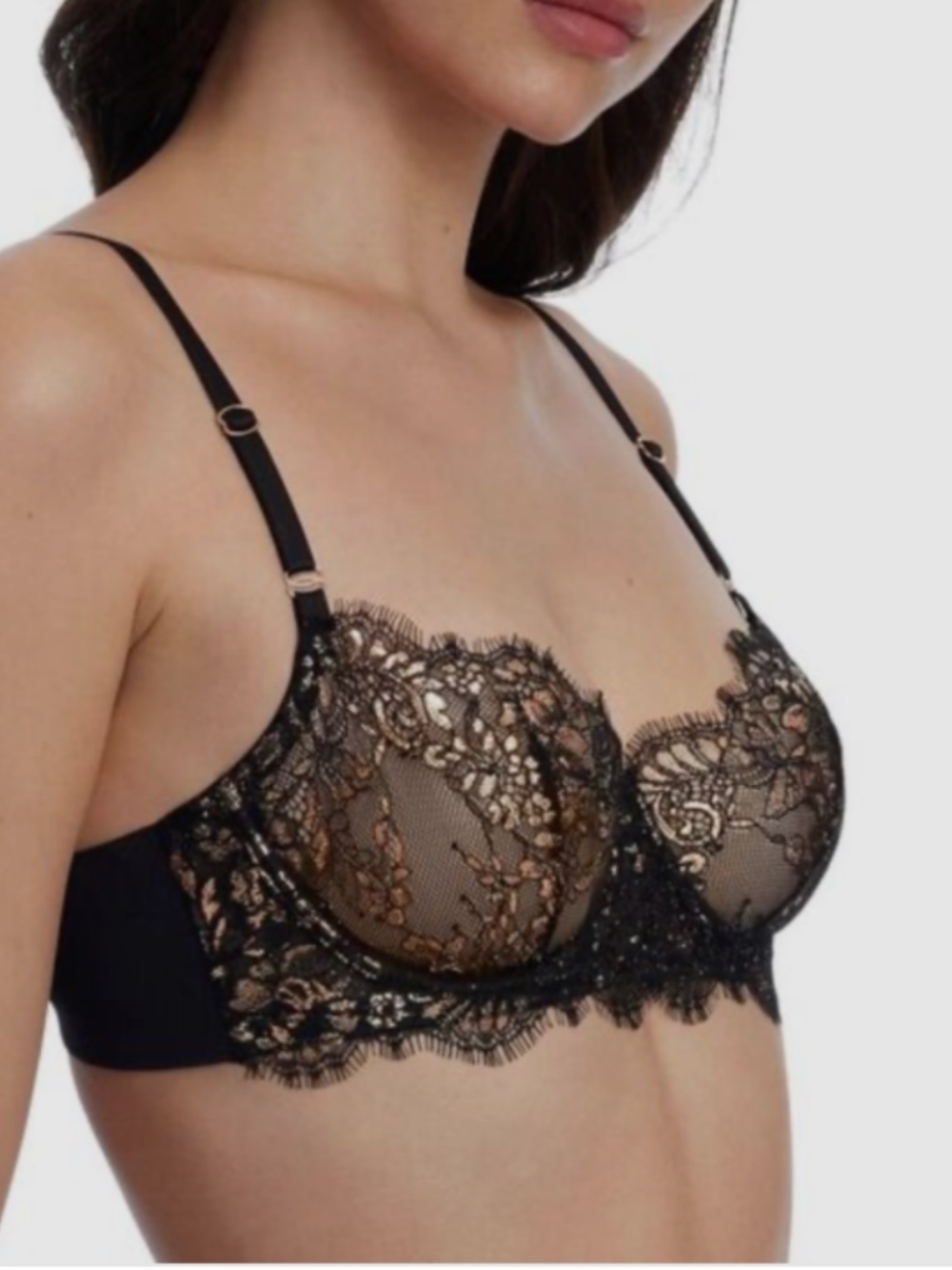 Skarlett Blue Women's Entice Lace Balconette Bra Black Size 38DD NWT - Picture 3 of 5